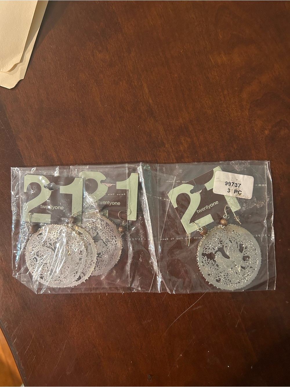 Silver Filigree Round Drop Earrings - Set of 3